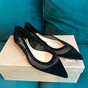 Christian Louboutin Galavanti mesh and suede black flats size US 8 / EU 38